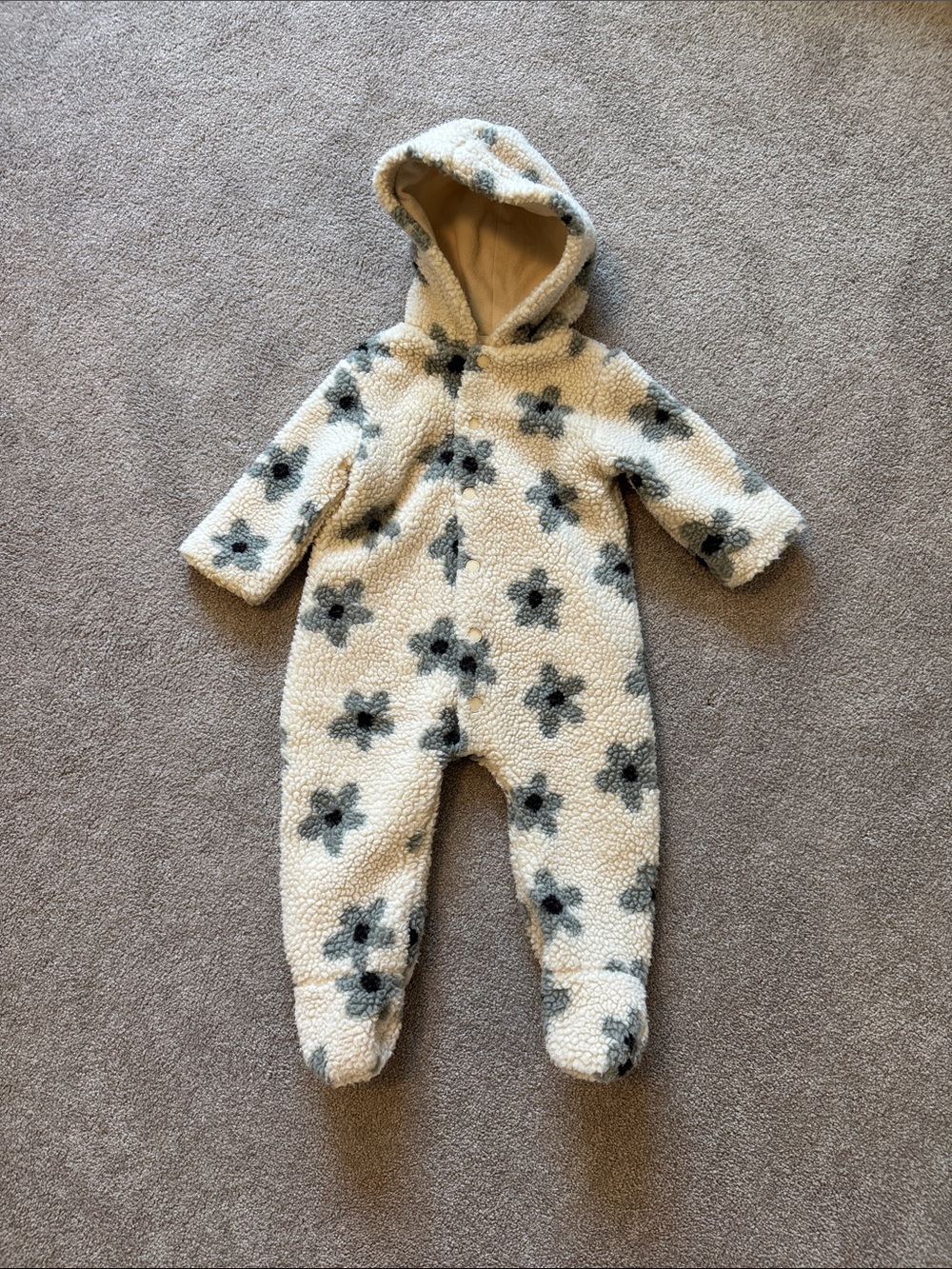Rylee + Cru Cream Sherpa Floral Hooded One-Piece
